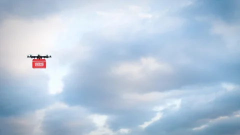 Delivery drone with portable fridge for transporting donor organs, 3D rendering 動画素材 129322641