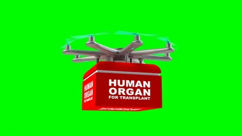 Delivery drone with portable fridge for transporting donor organs, Green Screen 動画素材 129324142