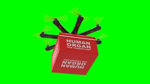 Delivery drone with portable fridge for transporting donor organs, Green Screen 動画素材 129324287