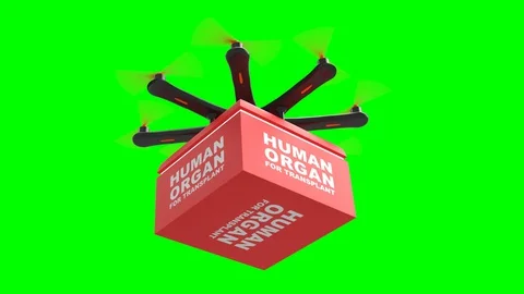 Delivery drone with portable fridge for transporting donor organs, Green Screen 動画素材 129324852