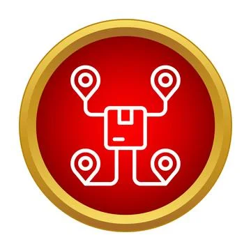 Delivery drone tracking parcel with location pins Stock Illustration