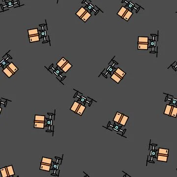 Delivery drone vector seamless pattern イラスト素材