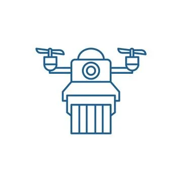 Delivery by drones line icon concept. Delivery by drones flat vector symbol Illustrazione stock