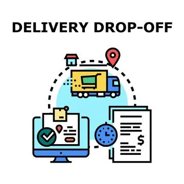 Delivery drop off service tracking online and logistics 库存插图