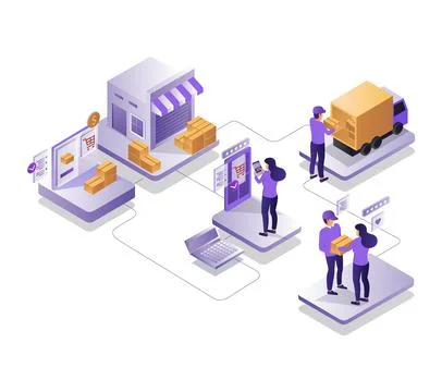 Delivery from e-commerce store Stock Illustration
