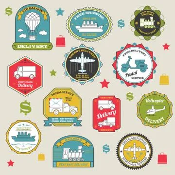 Delivery Emblems Colored Stock Illustration