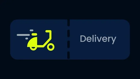 Delivery Feature Button with Yellow Scooter Icon and Bold Label Stock Footage 334471340