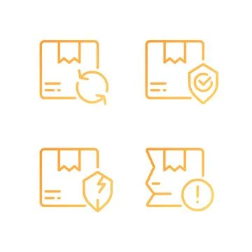 Delivery features and issues pixel perfect gradient linear vector icons set Stock Illustration