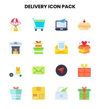Delivery Flat Bundle Icons Pack Illustrazione stock