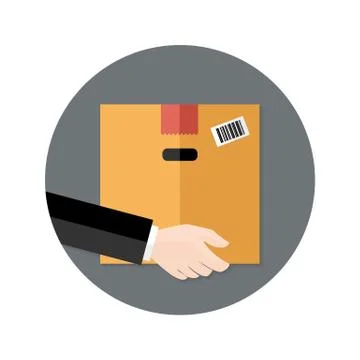 Delivery Flat Circle Icon Hand holding Package Stock Illustration