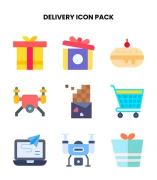 Delivery Flat Design Icons Pack Stock Illustration