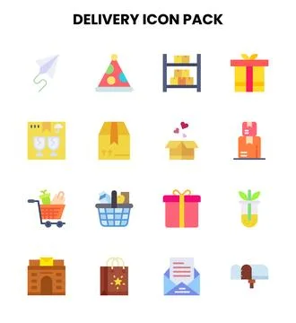 Delivery Flat Design Icons Pack Stock Illustration
