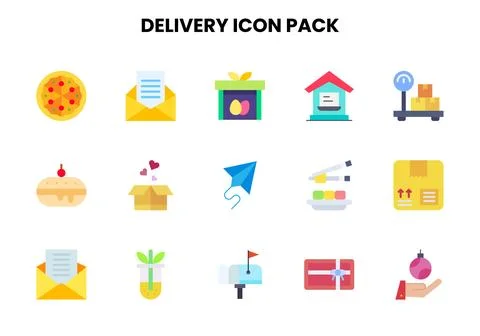 Delivery Flat Graphics Icons Pack Illustrazione stock