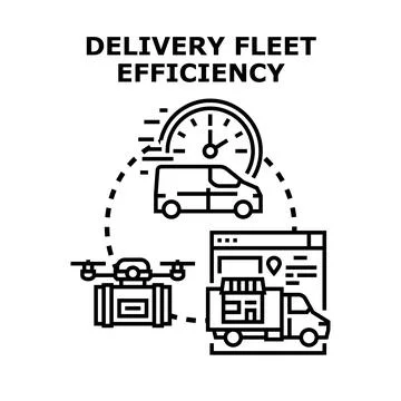 Delivery fleet efficiency improving logistics transportation system 스톡 일러스트