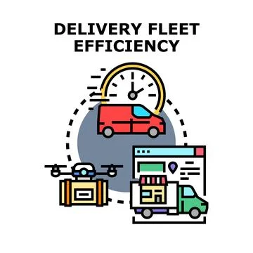 Delivery fleet efficiency improving logistics transportation system Illustrazione stock