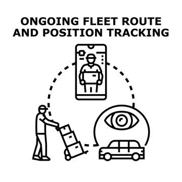 Delivery fleet route and position tracking concept Stock Illustration