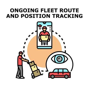 Delivery fleet route and position tracking concept Stock Illustration