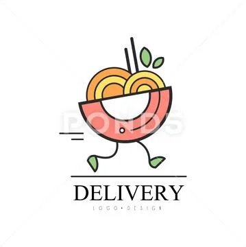 Delivery food logo, food service fast delivery, creative template for corporate Stock Illustration