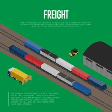 Delivery freight isometric banner Stock Illustration
