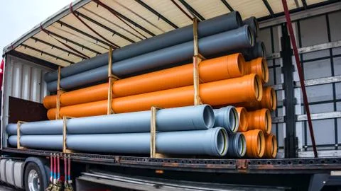Delivery of freight . securing cargo in a semitrailer Stock Photos