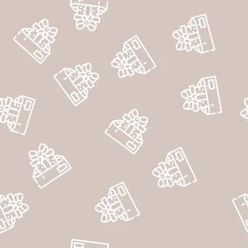 Delivery gift line vector seamless pattern Stock Illustration