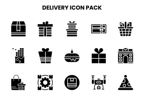 Delivery Glyph Vector Icons Pack Illustrazione stock
