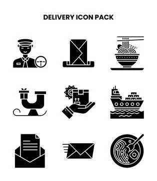 Delivery Glyph Vector Icons Pack Stock Illustration