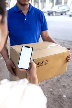 Delivery of goods by courier Stock Photos