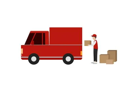 Delivery of goods ready to ship with vector design truck Stock Illustration