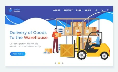Delivery of Goods from Warehouse Website Template Stockillustratie
