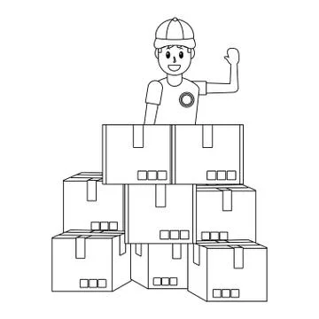 Delivery guy with boxes 스톡 일러스트