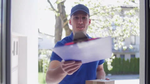 Delivery guy customer POV 스톡 동영상 49786598