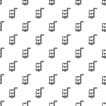 Delivery hand truck loading package box seamless pattern Stock Illustration