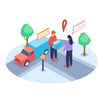 Delivery handover to customer isometric vector illustration concept Stock Illustration