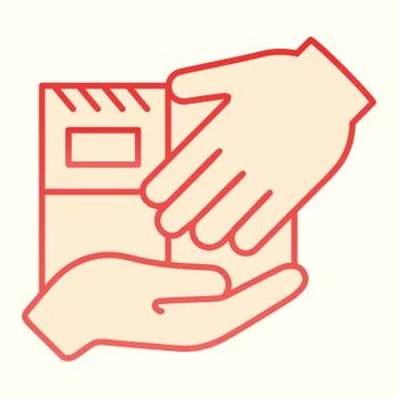 Delivery hands to hands line icon. Personall delivery, parcel holding on hand Stockillustratie