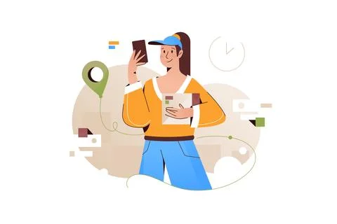 Delivery holding parcel in hands Stock Illustration