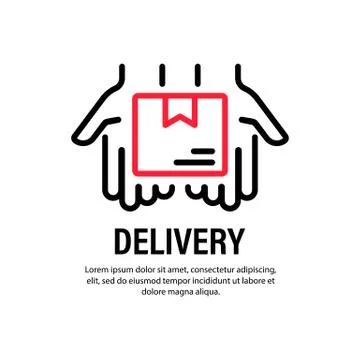 Delivery icon. Hands with box. Order. Fast service. Bussiness concept. Vector Stock Illustration