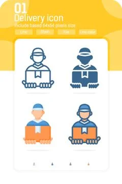 Delivery icon with multiple style isolated on white background Stock Illustration