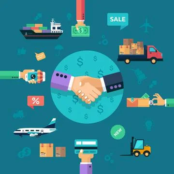 Delivery icons flat Stock Illustration