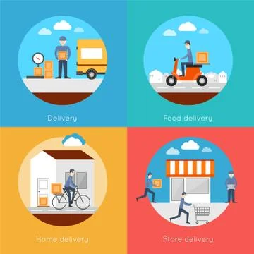 Delivery icons flat set イラスト素材