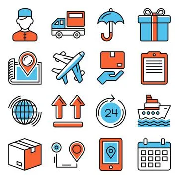 Delivery Icons Set. Courier Package Shipping. Vector Stock Illustration
