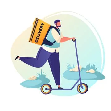 Delivery Kick Scooter Stock Illustration