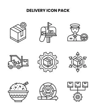 Delivery Line Bundle Icons Pack Stock Illustration