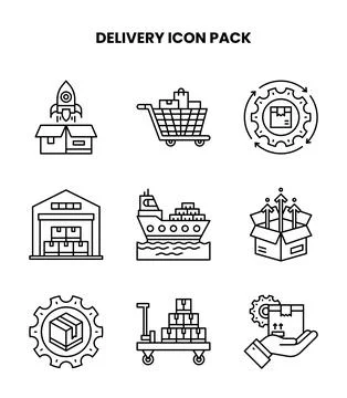Delivery Line Collection Icons Pack Stock Illustration