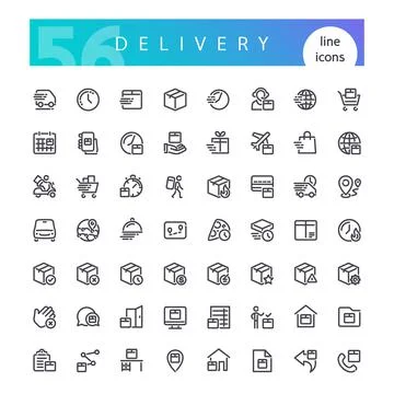 Delivery Line Icons Set Illustrazione stock