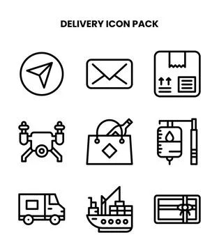 Delivery Line Set Icons Pack Stock Illustration