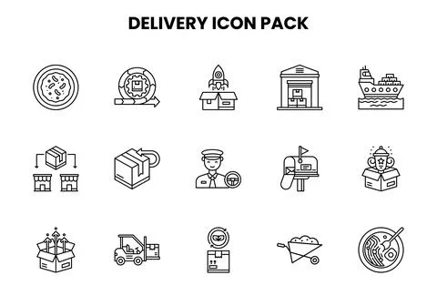 Delivery Line Vector Icons Pack Illustrazione stock