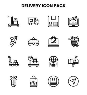 Delivery Line Vector Icons Pack Stock Illustration