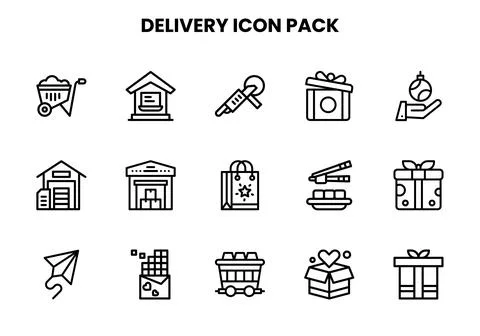 Delivery Line Vector Icons Pack Stock Illustration