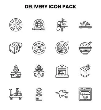 Delivery Line Vector Icons Pack Stock Illustration